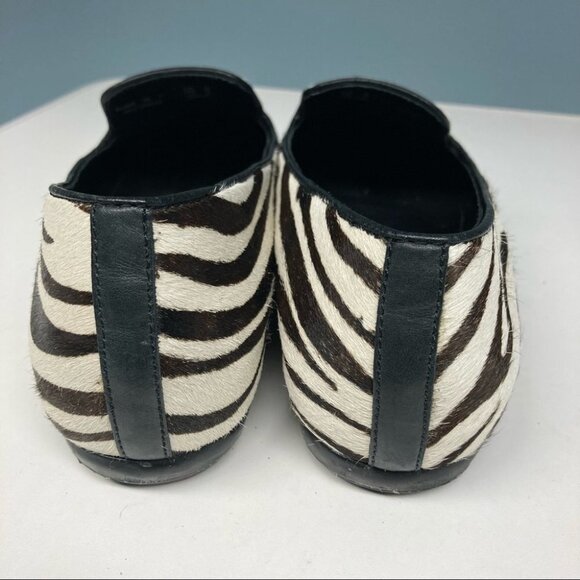 ECCO Sz 37 Zebra Print Dark Brown Cream Ballerina Flats - Picture 9 of 13